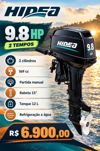 Motor de Popa Hidea 9,8 HP 2 tempos Novo - HD9.8F