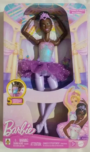 Barbie bailarina negra com luzes made to move articulada