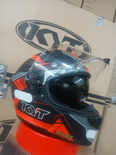 Capacete KYT R2R LED MATT BLACK/RED tamanho 58 (M)