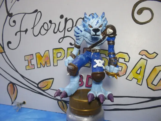 Figura Impressão 3D Boneco Weregarumon(Digimon) 10cm Impressão 3D