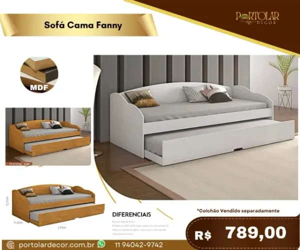 Sofá Cama Fanny, a pronta entrega
