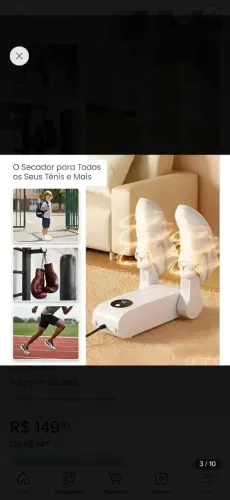Secador Sapatos Tenis Calçados Luvas Portátil Eletrico 127v - Com Termostato