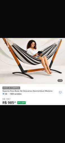 Suporte de rede em madeira com rede