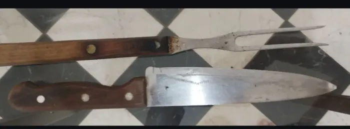 Garfo e faca para churrasco 