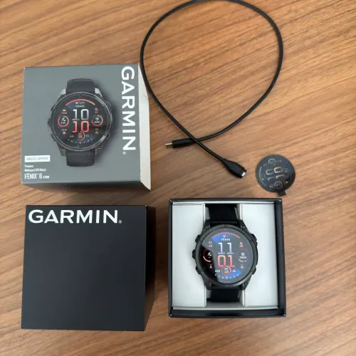Garmin Fenix 8 47mm AMOLED Safira - Impecável na Caixa com Acessórios