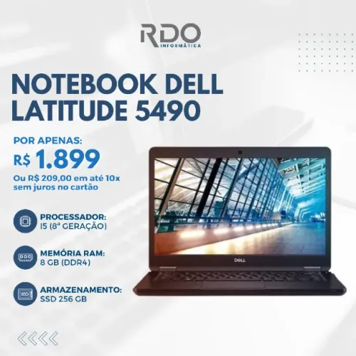 Notebook Dell Latitude 5490 i5 8ª 8GB SSD 256GB - Notebook pronto para uso!