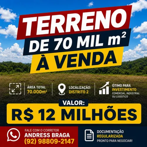 TERRENO para venda tem 70.000 metros quadrados em Distrito Industrial II - Manaus - AM
