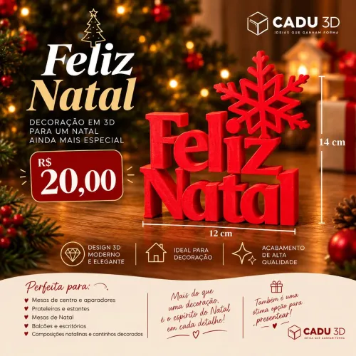 Letreiro feliz natal decoração de Natal, bandeja decorativa e impressão 3D.