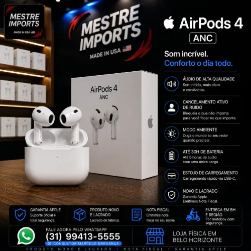 AirPods 4 ANC Cancelamento de Ruído Novo Lacrado Garantia Apple
