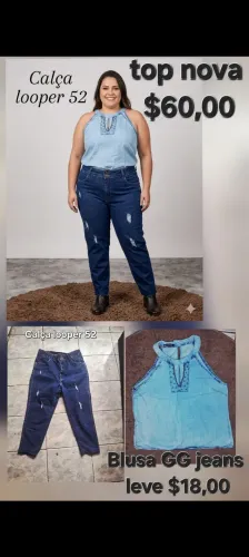 Calça linda jeans 52 top novas $60,00