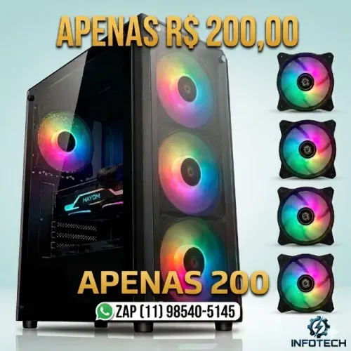 Gabinete Gamer Hayom GB1749 Mid Tower 4 Fans Preto ATX/M-ATX Vidro Temperado