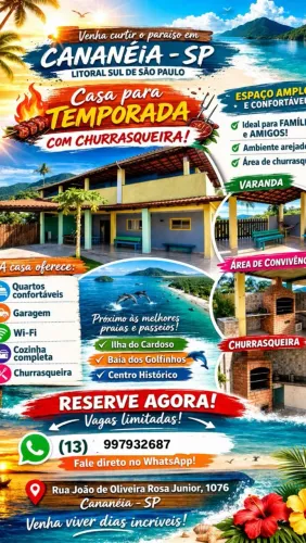 Casa para temporada em Cananéia