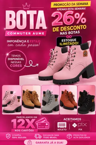 Botas Femininas Martin Novas de Outono 2026 com Salto Alto Grosso, Impermeáveis, Tamanhos