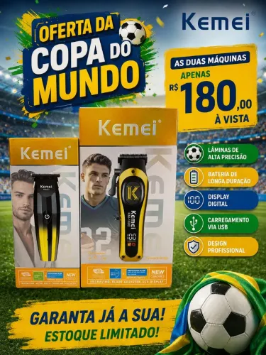 Máquina de cortar cabelo kemei profissional duas