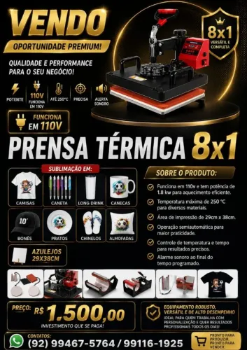 Prensa Termica 8 em 1