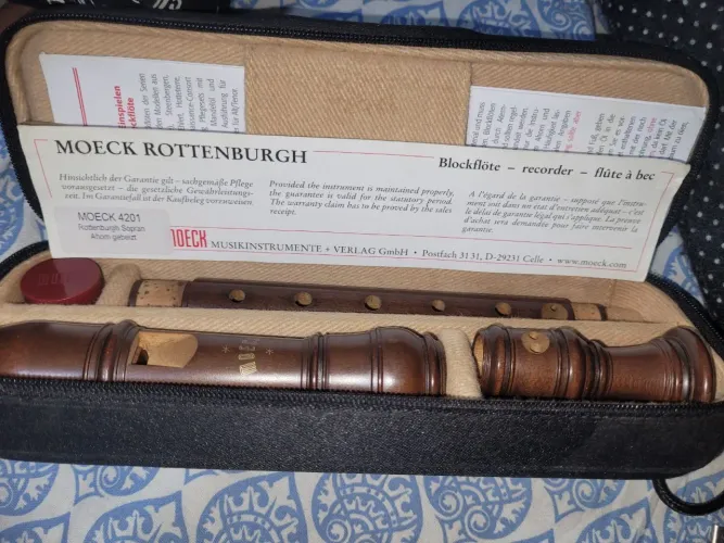 Flauta Doce Soprano Barroca Moeck Rottenburgh 4201 (mad. Bordô/ Maple) - Impecável!