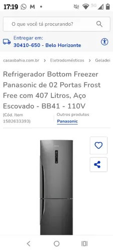 VENDO REFRIGERADOR FROST FREE PANASONIC 407 LITROS COM FUNÇÃO INVERTER, MUITO NOVO,N USADO