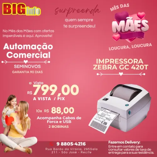 Impressora de Etiquetas Zebra GC420T