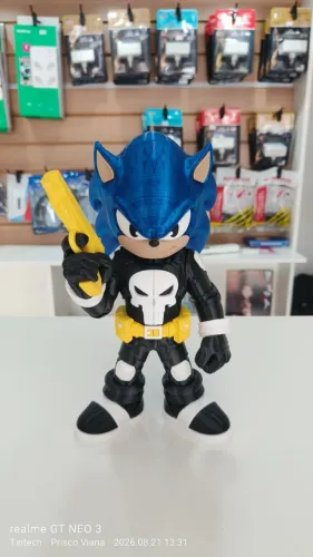 Sonic Justiceiro 30cm - Boneco 3D Colecionável