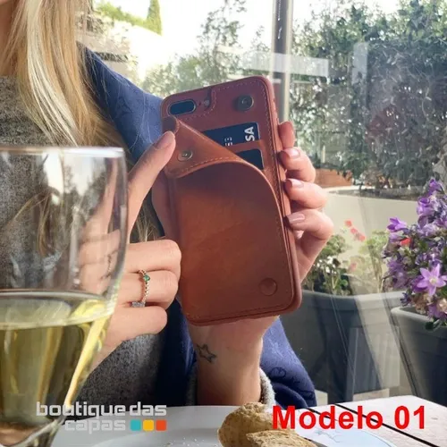 Capa case luxo couro porta cartão crédito iphone 7 8 Plus 12 11 pro max 12 pro max xr