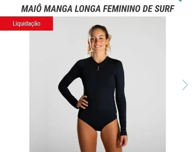 Maiô feminino de Surf manga longa preto P