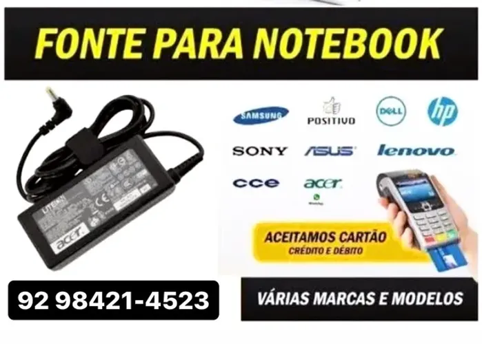 CARREGADOR PARA NOTEBOOK - vários modelos