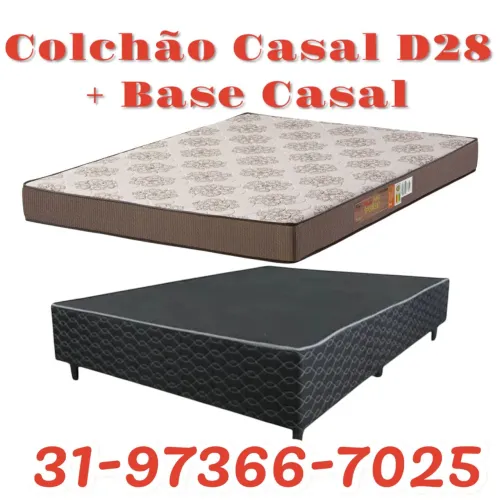COLCHÃO CASAL D28 + BASE BOX CASAL + ENTREGA GRÁTIS 