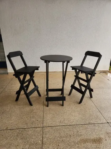 Bistro em madeira - banquetas 70cm - Preto / Sem pintura