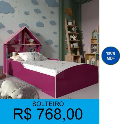 Cama Casinha Solteiro 100% MDF