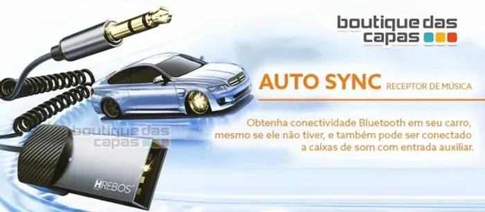 Adaptador bluetooth P2 som automotivo 1 metro Hrebos (serve p/ caixa de som)
