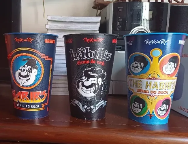 Copos Colecionáveis Rock N' Rio Habib's e Budweiser Guns N' Roses