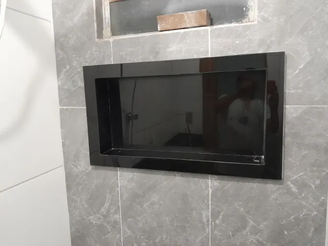 Nicho para banheiro em porcelanato preto absoluto 