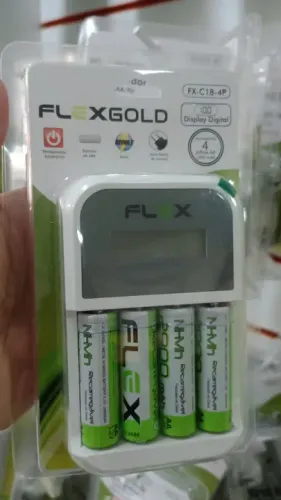 Carregador de Pilhas Flexgold FX-C18-4P - Novo