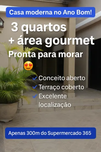 Casa moderna à venda no Ano Bom - 3 quartos | 2 banheiros | Área Gourmet - Barra Mansa/RJ
