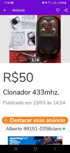 Duplicador de controle remoto 433mhz