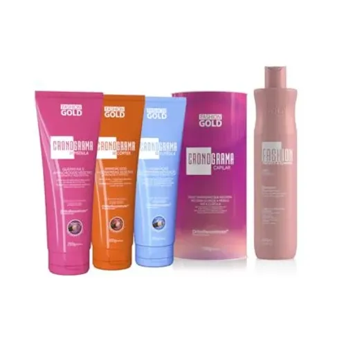 Kit New Cronograma Capilar + Shampoo Protect Control 500ml - Fashion Gold