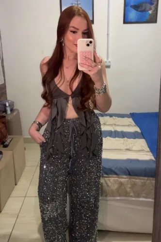 Calça Pantalona de Veludo Preto com Lantejoulas Prata e Cordão