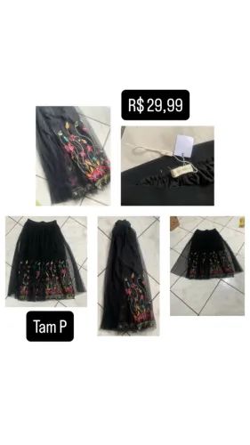 Saia (nova) $longa com tule - TAM P por R$ 29,99