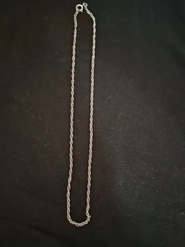 Cordão de prata 925, malha baiana, 40 cm, 1 mm