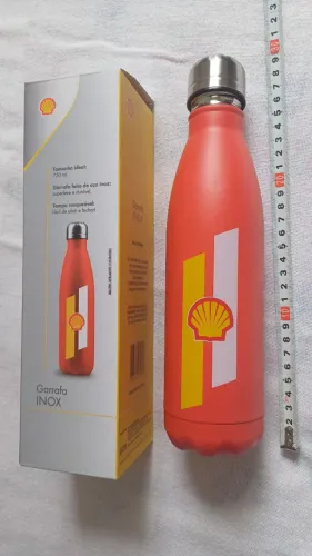 Garrafa de Água EXCLUSIVA da Shell - Inox - 700ml - Cor Vermelha