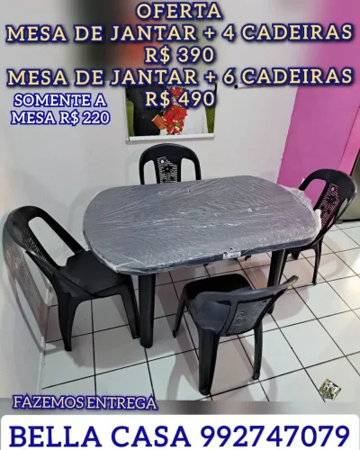 Mesa de Jantar com Cadeiras Madrid 4 lxp ll x6xx - dm 2 zz ENTREGO HOJE