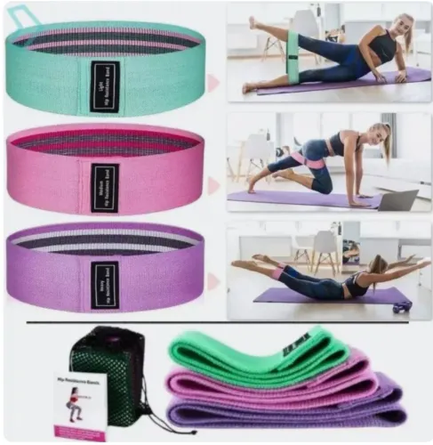 Kit de 3 Elásticos de Resistência para Treino de Glúteos