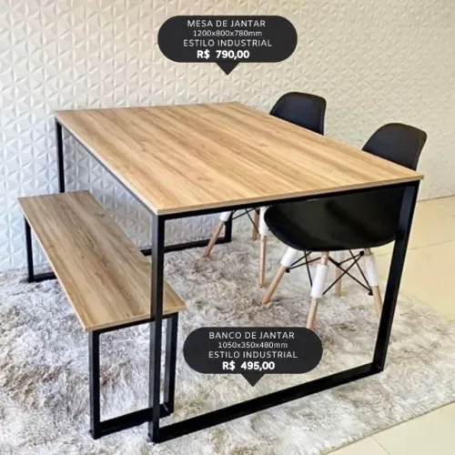 Mesa + Bancos no Estilo Industrial