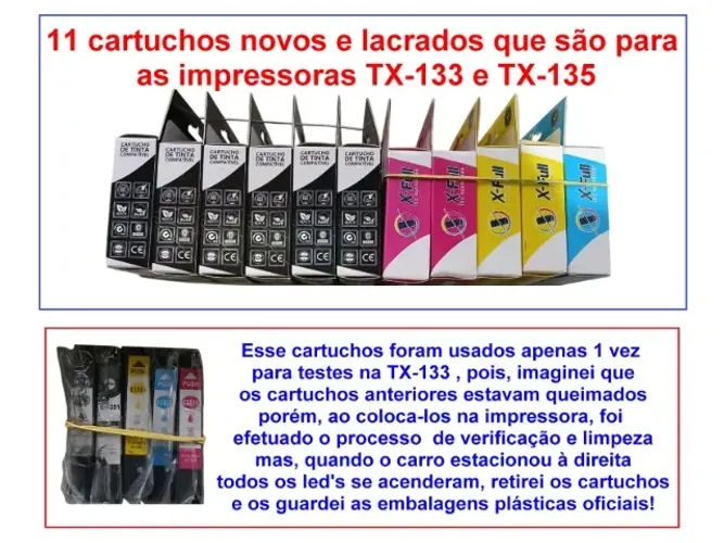 Kit com 16 cartuchos novos para Impressoras Epson TX-133-TX-135