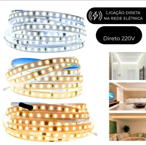 Fita Led 220v 120Leds Amarelo/Branco - Gesso - Móveis Planejados - Eletricista