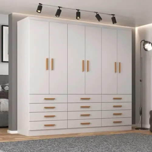 Guarda-Roupas Branco de 6 Portas com 12 Gavetas Mônaco - ENTREGA HOJE !!! 