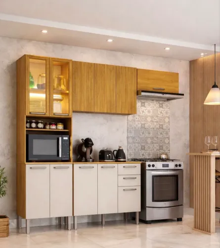 Cozinha Malta 2.66cm Cinamomo /Off CHF moveis 