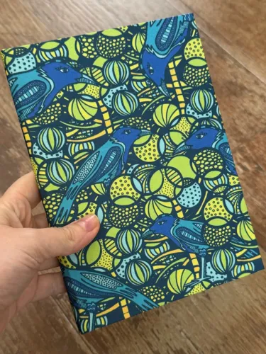 Caderno de Anotações Capa Dura em tecido Estampa Pássaros da Natureza - novo