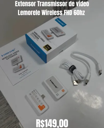 Extensor Transmissor de Vídeo Lemorele Wireless FHD 60Hz - Transmissor e Receptor