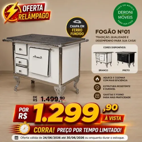 FOGAO A LENHA N*01 BRANCO DIREITO OESTE NOVO
